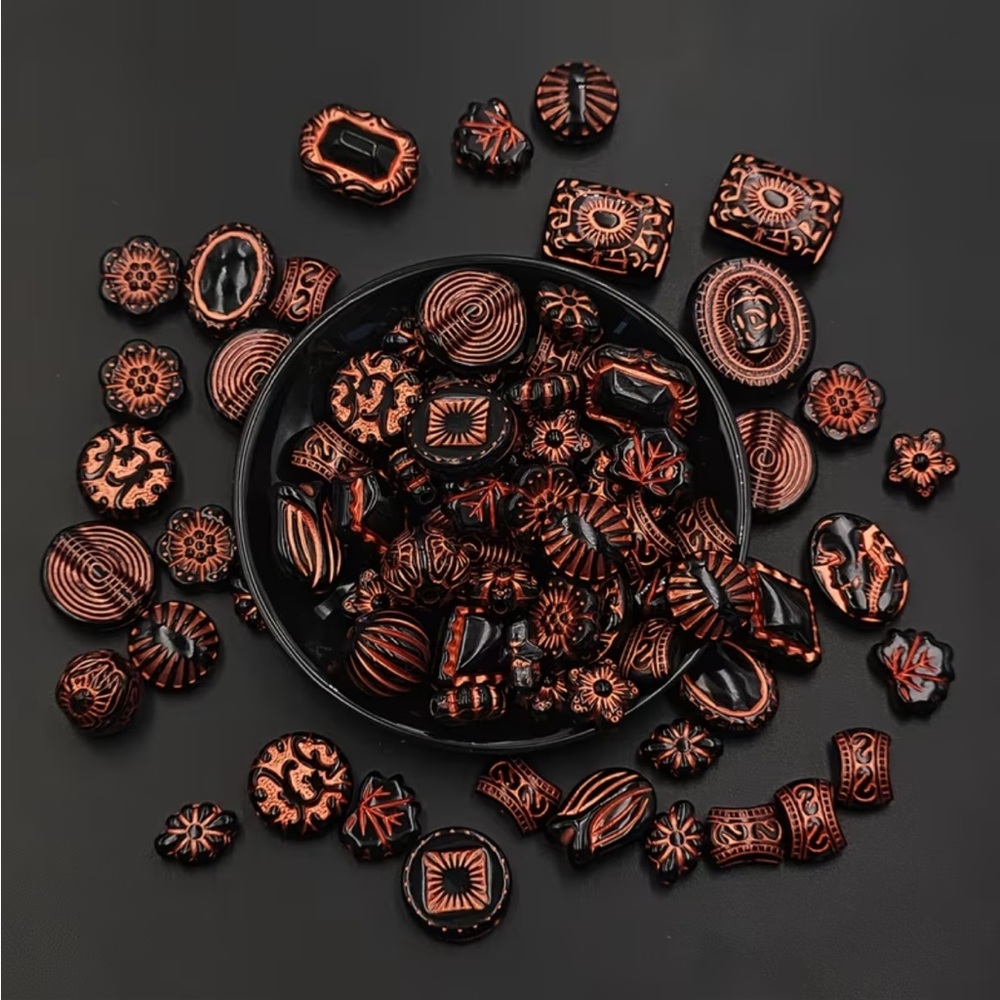 CRAFTS -Black Copper Acrylic Bead Mix DIY Jewelry Making Spacer Beads